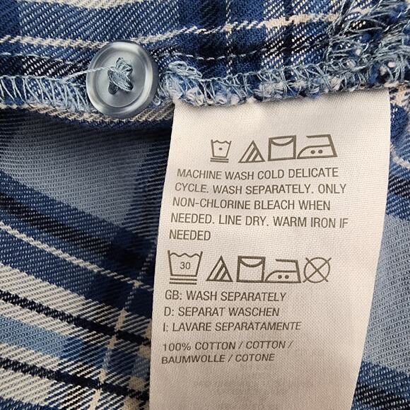 Joan Rivers Womens Celestial Plaid Flannel Shirt XL Star Print Chambray A464813 - Picture 10 of 11